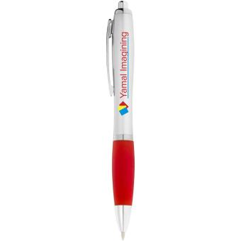 Nash ballpoint pen silver barrel and coloured grip Silver/red