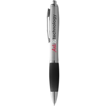 Nash ballpoint pen silver barrel and coloured grip (blue ink) Silver/black