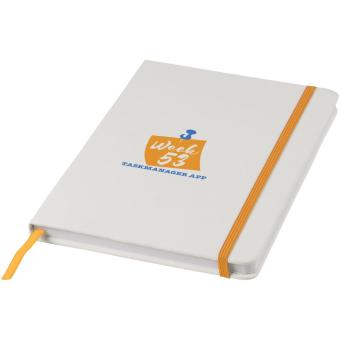 Spectrum A5 white notebook with coloured strap White/orange