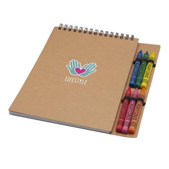 Doodle A5 spiral soft cover notebook and crayon set Nature