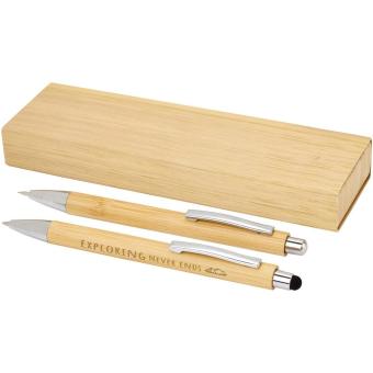 Oblys bamboo ballpoint pen and mechanical pencil set (black ink) Nature