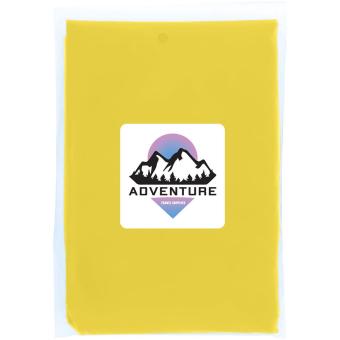Mayan recycled plastic disposable rain poncho with storage pouch Yellow
