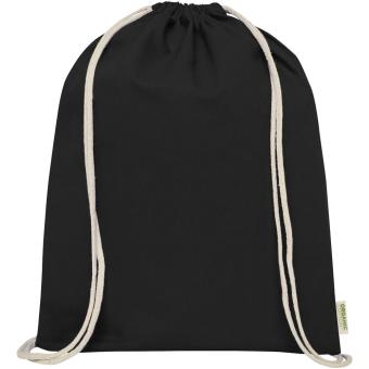 Orissa 140 g/m² organic cotton drawstring bag 5L Black