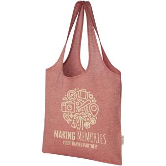 Pheebs 150 g/m² recycled cotton trendy tote bag 7L Red marl