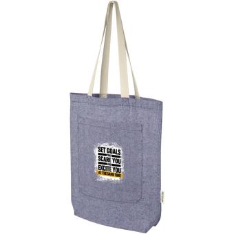 Pheebs 150 g/m² recycled cotton tote bag with front pocket 9L Taupe