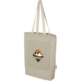 Pheebs 150 g/m² recycled cotton tote bag with front pocket 9L Nature