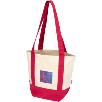 Sam 320 g/m² Mini-Tragetasche aus GRS recycelter Baumwolle, natur Natur,rot
