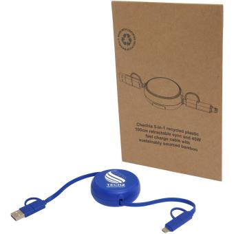Alasia 100 cm 5-in-1 Kabel aus recyceltem Kunststoff und Aluminium, einziehbar, für Datenübertragung und mit 45W Schnellladung Royalblau