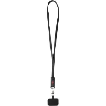 Franz 5 in 1 Lanyard Kabel aus recyceltem Kunststoff für Smartphones mit integrierter Datensynchronisierung und 65 W Schnellladefunktion Schwarz