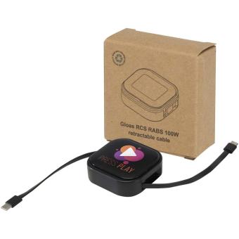 Gloas Aufrollbares 5 in 1 Kabel aus Recyclingmaterial mit Datensynchronisierung und 100 W Schnellladefunktion sowie Smartphone Toolkit Schwarz