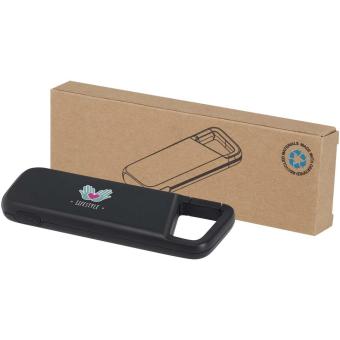 Alkes 5000 mAh 12W recycled plastic water resistant power bank with carabiner Black