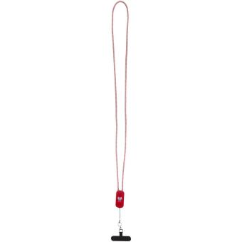 Anser recycled plastic smartphone lanyard with 27W 5-in-1 built-in cable Red