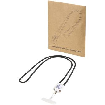 Ion 65W 5-in-1 recycled plastic lanyard charging cable White