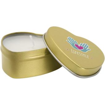 Blissful Herzförmige Zinnkerze mit Vanille Duft Rosegold