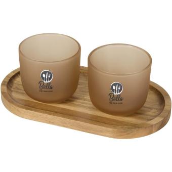 Male Set aus Holztablett und Glastassen, matt Hafer