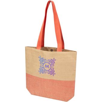 Rhythm straw paper tote bag 10L Brick