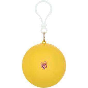 Fog poncho in round plastic container with carabiner Yellow