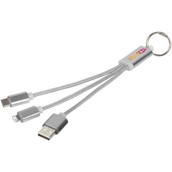 Metal 3-in-1 charging cable with keychain Silver