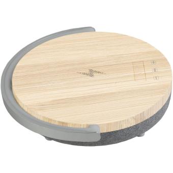 Prixton 4-in-1 10W Bluetooth® Lautsprecherleuchte mit LED und kabelloser Ladestation Holz