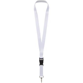 Bucks recycled PET lanyard with safety buckle, black/white Black/white | 10mm
