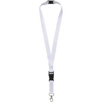 Balta recycled PET lanyard with safety buckle, white White | 15mm