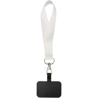 Gaby Mini Lanyard aus RPET mit Telefonhalterung und Sublimationsdruck Schwarz/weiss