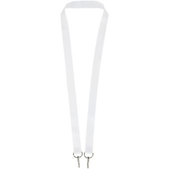 Leia sublimation RPET lanyard with 2 keyrings, white White | 10mm
