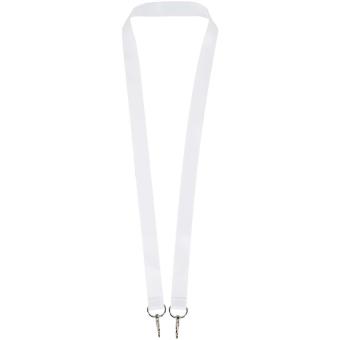 Leia Sublimation RPET-Lanyard mit 2 Metallhaken, weiß Weiß | 10mm