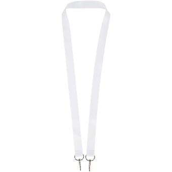 Leia Sublimation RPET-Lanyard mit 2 Schlüsselanhängern, weiß Weiß | 10mm