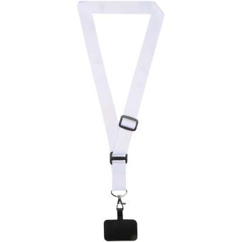 Lyra Verstellbares Lanyard aus RPET mit Telefonhalterung und Sublimationsdruck Schwarz/weiss