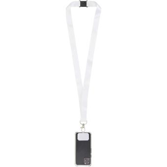 Addie RPET Sublimation Lanyard mit Telefonhalterung und Sicherheitsverschluss, schwarz/weiss Schwarz/weiss | 15mm