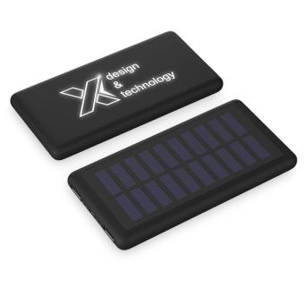 SCX.design P30 8000 mAh Solar Powerbank mit Leuchtlogo Schwarz/weiss