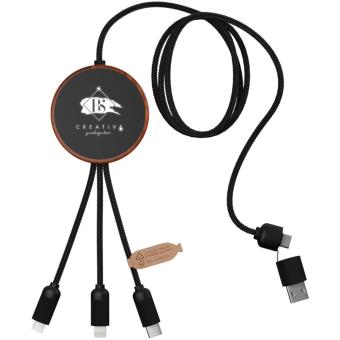 SCX.design C40 5-in-1 rPET light-up logo charging cable and 10W charging pad Bamboo