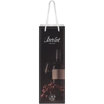 Handmade 170 g/m2 integra paper wine bottle bag with plastic handles White