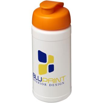 Baseline® Plus 500 ml Sportflasche mit Klappdeckel Weiß/orange