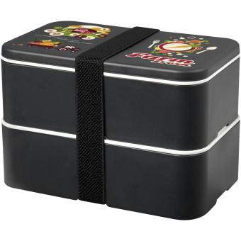 MIYO Renew 700+700 ml Doppel-Lunchbox, Granitfarben Granitfarben, Schwarz