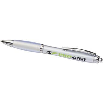Curvy ballpoint pen with frosted barrel and grip White