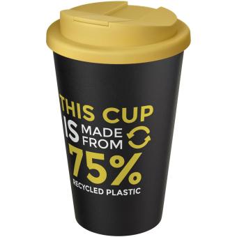 Americano® Eco 350 ml recycled tumbler with spill-proof lid Yellow/black