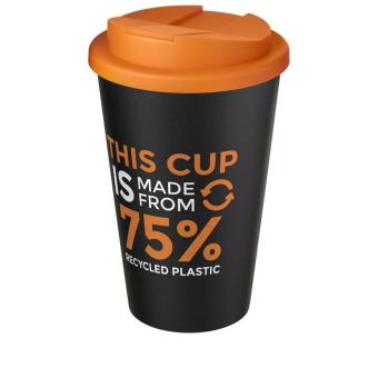 Americano® Eco 350 ml recycled tumbler with spill-proof lid Orange/black