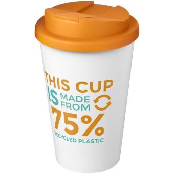 Americano® Eco 350 ml recycled tumbler with spill-proof lid Orange/white