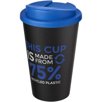Americano® Eco 350 ml recycelter Becher mit auslaufsicherem Deckel, schwarz Schwarz, Mid Blue