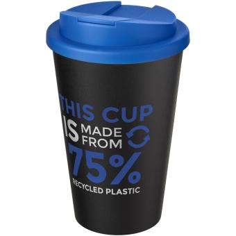 Americano® Eco 350 ml recycled tumbler with spill-proof lid, black Black, Mid Blue