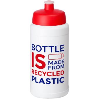 Baseline Recycelte Sportflasche, 500 ml Weiß/rot