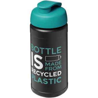 Baseline 500 ml recycled sport bottle with flip lid Black/indyblue