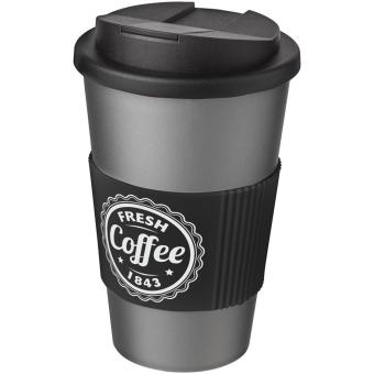 Americano® 350 ml tumbler with grip & spill-proof lid Silver/black