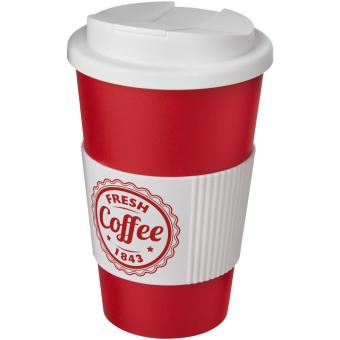 Americano® 350 ml tumbler with grip & spill-proof lid Red/white