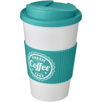Americano® 350 ml tumbler with grip & spill-proof lid Pastell blue/white