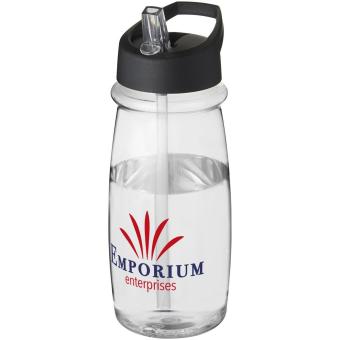 H2O Active® Pulse 600 ml Sportflasche mit Ausgussdeckel Transparent schwarz