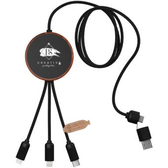 SCX.design C40 5-in-1 rPET light-up logo charging cable and 10W charging pad Timber