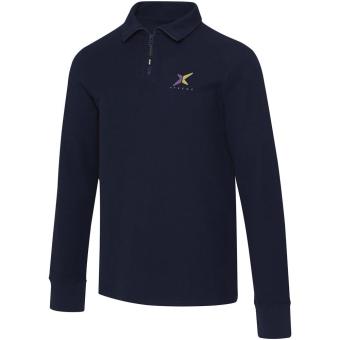 Apollo 245 g/m² long sleeve unisex half zip polo, navy Navy | 3XS